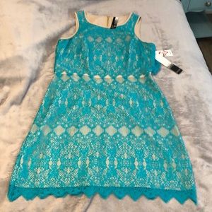 Kenzie teal and tan dress with tags